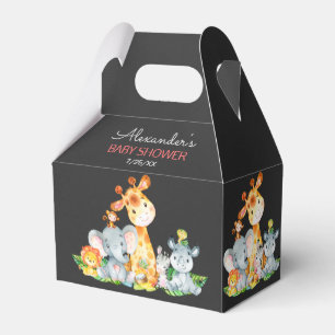 Chalkboard Watercolor Jungle Animals Baby Shower Favor Box