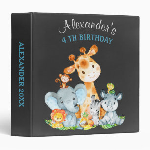 Chalkboard Watercolor Jungle Animals Birthday Binder