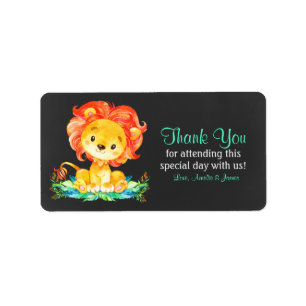 Chalkboard Watercolor Lion Thank You Label