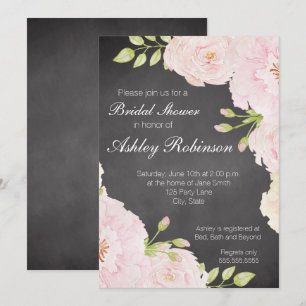 Chalkboard Watercolor Roses Bridal Shower Invitation