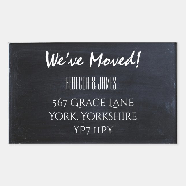 Chalkboard We Have Moved Address Announcement Sticker (Front)