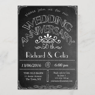 Chalkboard Wedding Anniversary Invitation 50th