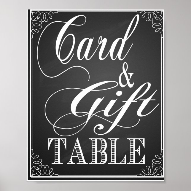 Chalkboard  wedding Cards and gift table print (Front)