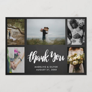 Chalkboard Wedding Five Photos Thank You Script Card