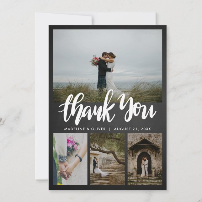 Chalkboard Wedding Four Photos | Thank You Script (Front)