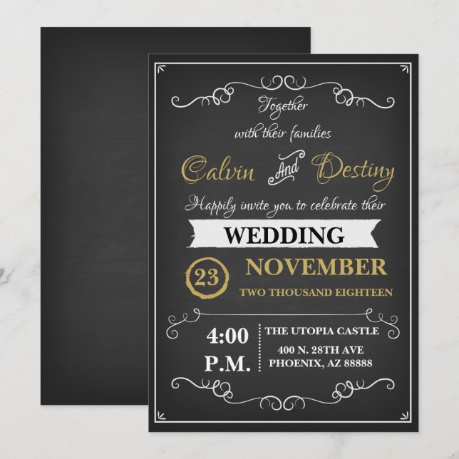 Chalkboard Wedding Invitation (Front/Back)