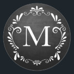 Chalkboard Wedding Monogram Circular Sticker<br><div class="desc">Customize with your Monogram and background to match your event; Click "Customize It" to remove background image and choose your own custom colour. Please contact me with any questions or special requests.</div>