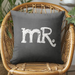 Chalkboard Wedding Mr. Mister Throw Pillow<br><div class="desc">A fun chalkboard typography pillow with a modern twist for any hipster. You can change the type to a monogram.</div>