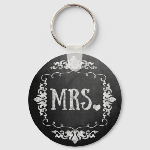 Chalkboard Wedding "Mrs." Keychain