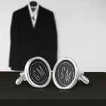 Chalkboard Wedding Party Monogrammed Cufflinks<br><div class="desc">Are you looking for a simple yet stylish thank you gift for your groomsmen yet still want to include the chalkboard wedding theme? You may have found the cufflinks you were looking for. They have a faux chalkboard background (not real chalkboard - it's printed) and a chalk effect weathered circle...</div>