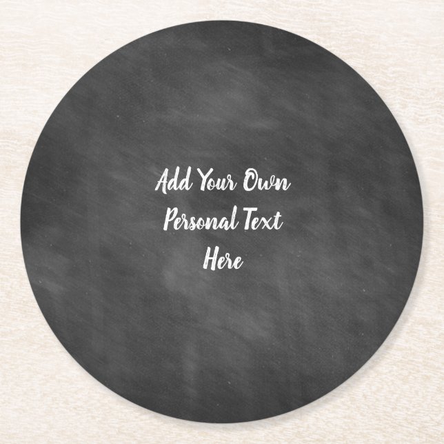 Chalkboard Wedding Personalized Text Round Paper Coaster (Front)