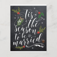 chalkboard wedding postcard tis the season