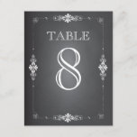 Chalkboard Wedding Reception Table Number Card<br><div class="desc">Popular chalkboard style table number card is outlined by swirl scroll border and given a chalk effect.  A casually elegant look. Coordinating items also available.</div>