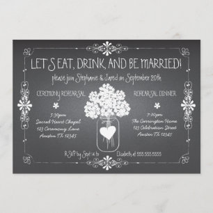 Chalkboard Wedding Rehearsal Mason Jar Invitation