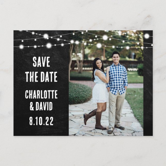 Chalkboard Wedding Save The Date Photo Postcard (Front)