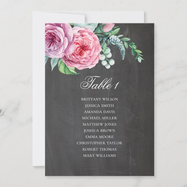 Chalkboard wedding seating chart. Boho table plan Invitation (Front)