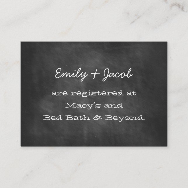 Chalkboard Wedding Shower Registry Insert Cards (Front)