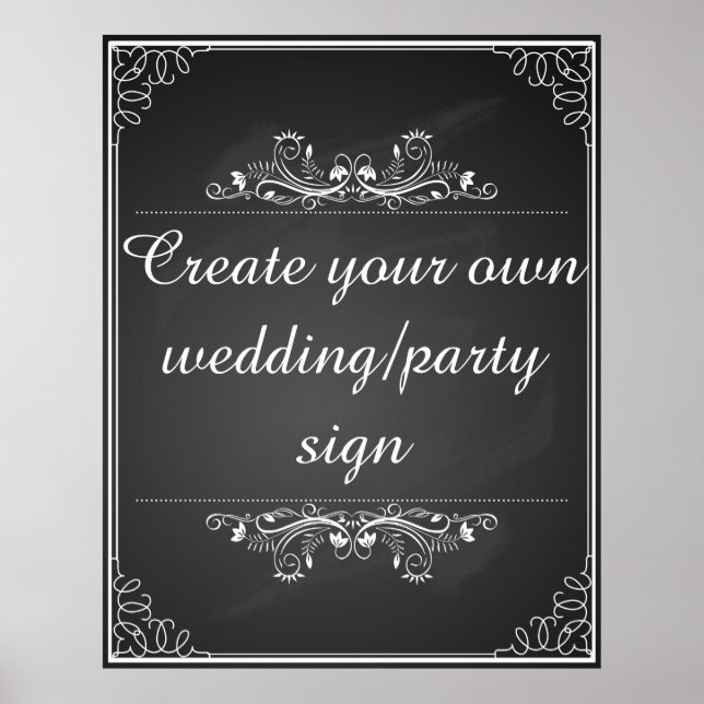 Chalkboard wedding sign with your own words (Front)