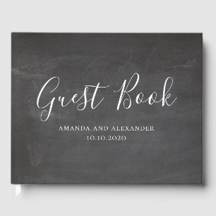 Chalkboard wedding. Simple blackboard. Modern grey Guest Book