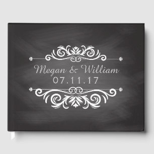 Chalkboard Wedding   Simple Wedding Monogram Guest Book