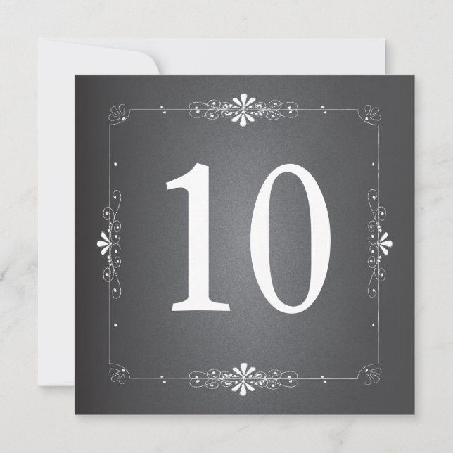 Chalkboard Wedding Table Number Square Card (Front)