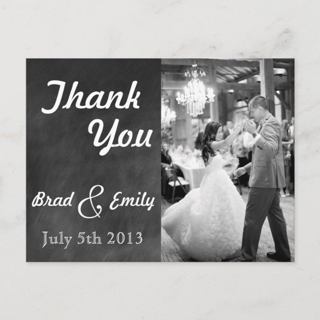 Chalkboard Wedding Thank You Postcard (Front)