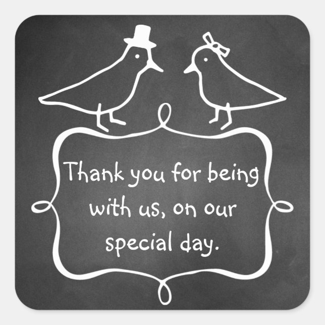 Chalkboard Wedding Thank You Sticker (Front)