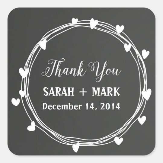 Chalkboard Wedding Thank You Stickers