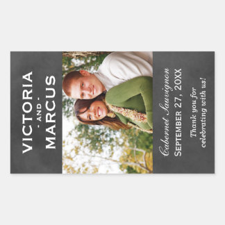 Chalkboard Wedding Wine Bottle Monogram Favour Sticker