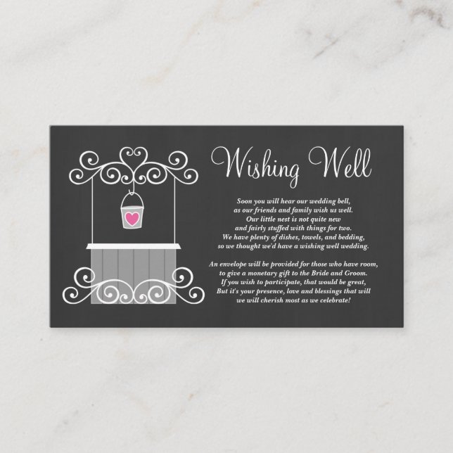 Chalkboard Wedding Wishing Well Enclosure Card (Front)