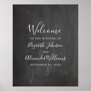 Chalkboard welcome sign print. Modern grey wedding