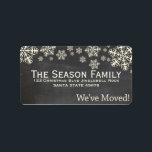 chalkboard "we've moved" Christmas label<br><div class="desc">Add a special detail to your holiday letters! There are many different cards available,  so pick the design and wording you like. Browse the store or search for "portosabbianatalelabel".</div>