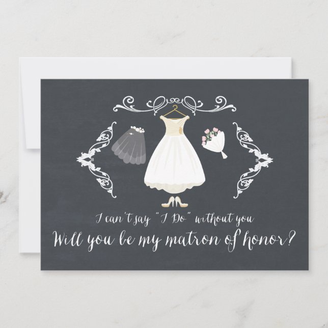 Chalkboard Will You Be My Matron of Honour Card (Front)