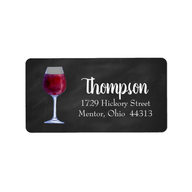 Chalkboard Wine Personalized Address Labels (Front)