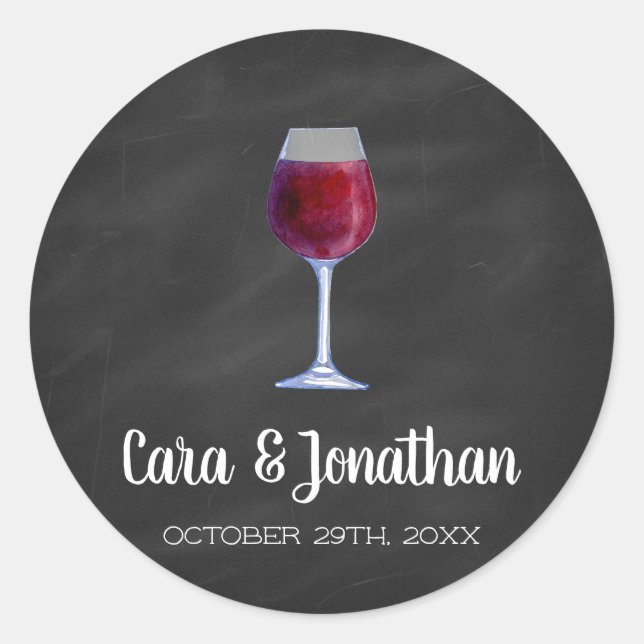 Chalkboard Wine Round Stickers (Front)