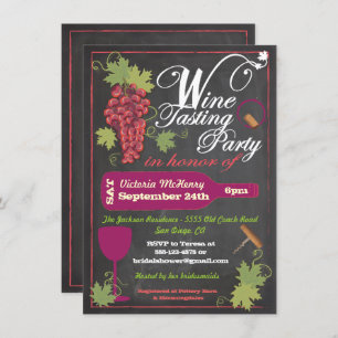 Chalkboard Wine Tasting Party Invitations