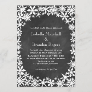 Chalkboard Winter Lace Wedding Invitation