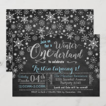 Chalkboard Winter ONE derland Invitation d'anniver