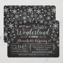 Chalkboard Winter Wonderland Birthday Invitation