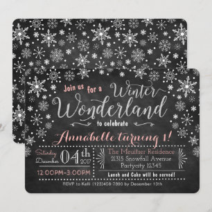 Chalkboard Winter Wonderland Birthday Invitation