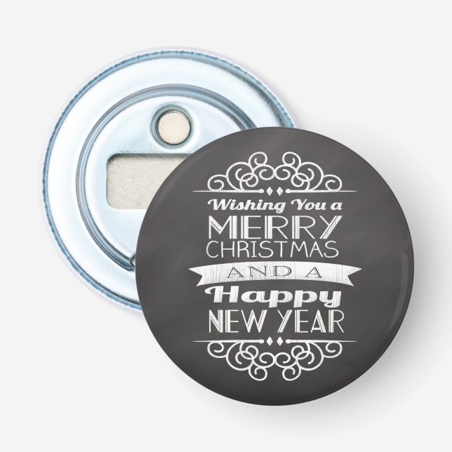 Chalkboard Wishing You Merry Christmas Bottle Opener (Front)