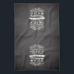 Chalkboard Wishing You Merry Christmas Kitchen Towel<br><div class="desc">... and a happy new year! Dark slate grey background with white lettering and decorative elements.</div>