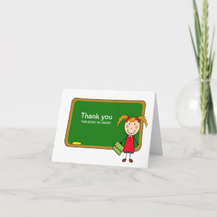 Chalkboard with Girl Thank You Notecard