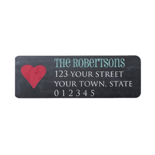 Chalkboard with heart return address label (Front)