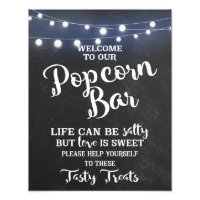 Chalkboard with light sign- POPCORN BAR