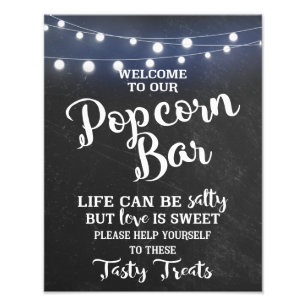 Chalkboard with light sign- POPCORN BAR Photo Print