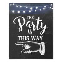 Chalkboard with light swedding "this way sign"