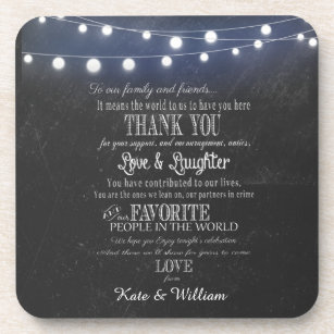 Chalkboard with lights  favours Thank you coaster