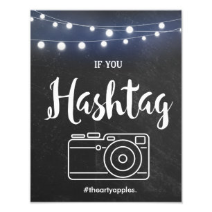 Chalkboard with lights Hashtag sign
