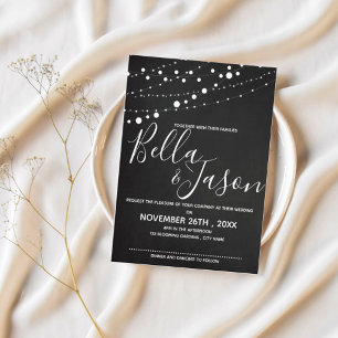 Chalkboard With String Lights Wedding Invitation